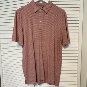 Faherty Coral and Teal Striped Shirt